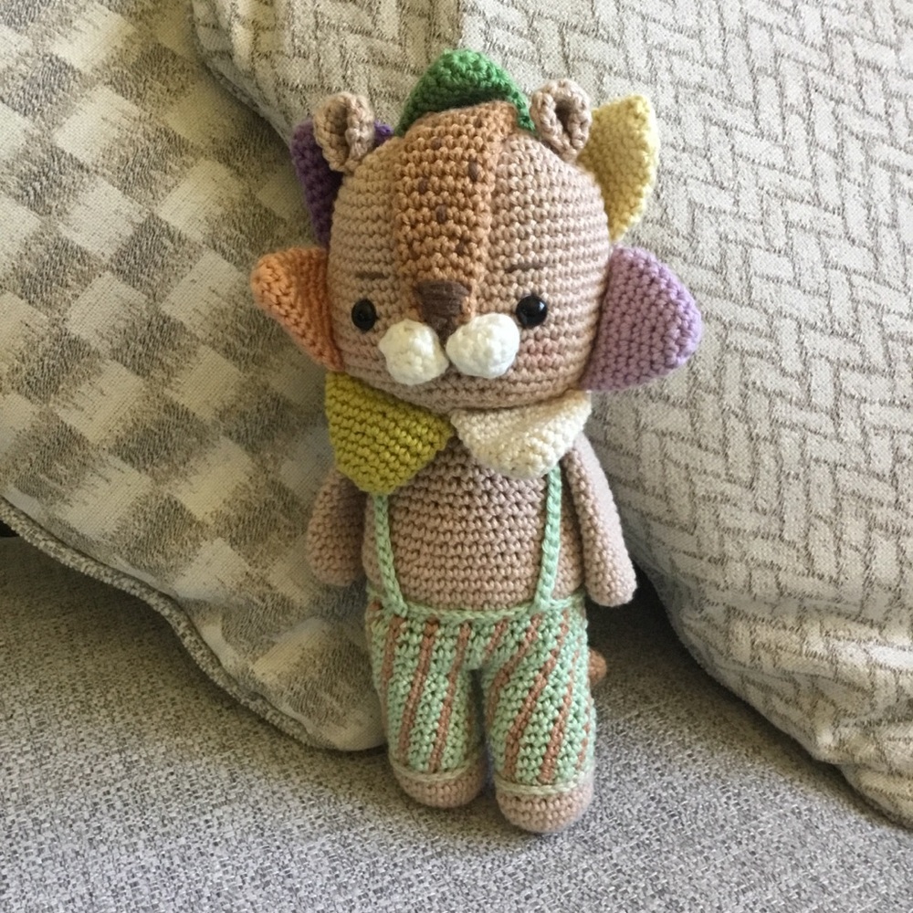 Handmade Crocheted Amigurumi Lion Doll in Pastel Carnival Colors